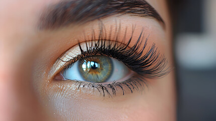 Fototapeta premium Close up shot of beautiful woman's eye with long eyelashes