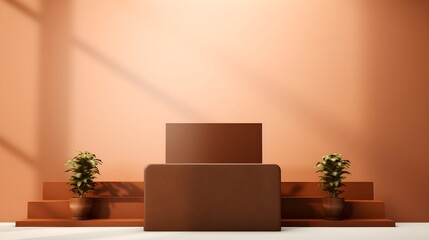 brown podium mockup UHD Wallpaper