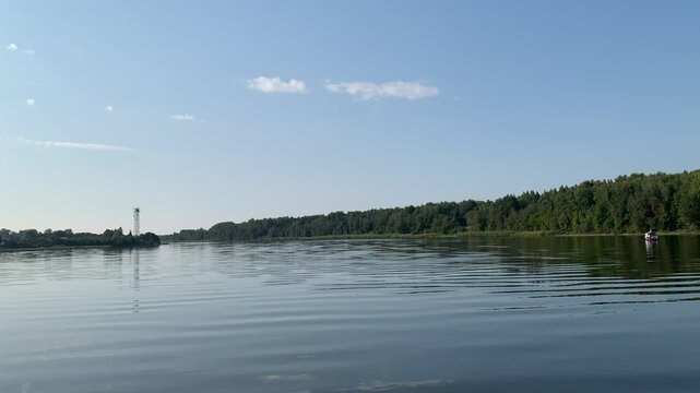 Reflection of trees in the river near Narva, Ida-Virumaa, Estonia, August 2022