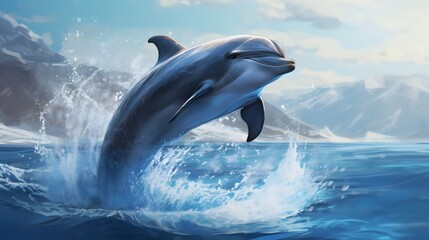 Fototapeta premium A Bottlenose Dolphin, a highly intelligent marine mammal UHD Wallpaper