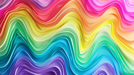 Fototapeta premium A vivid abstract depiction of fluid, wavy lines in a spectrum of bright colors, creating a dynamic, energetic aesthetic.