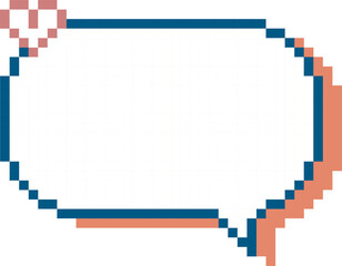 Obraz premium 8bit retro game pixel speech bubble balloon icon sticker memo keyword planner text box banner, flat isolated png transparent element design