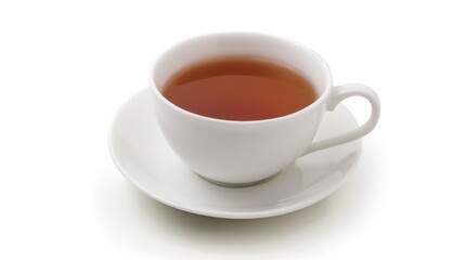 White Teacup Filled With Hot Tea on White Saucer