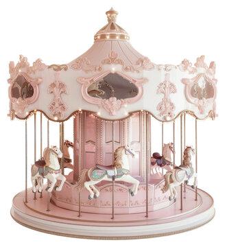PNG  Vintage carousel with ornate horses