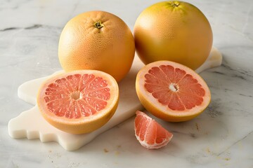 Fresh Grapefruit on Marble Background