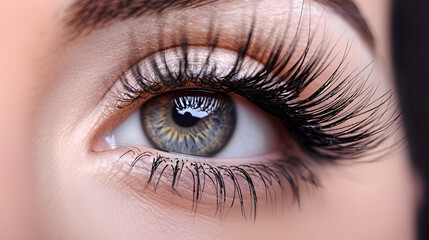 Obraz premium Beautiful woman's eye with long eyelashes, close-up