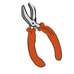 isolated work tool in doodle style. equipment for poster sticker design print logo icon