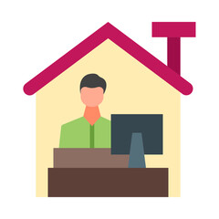 Work From Home Flat Icon