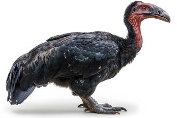 View from side of dodo on white background