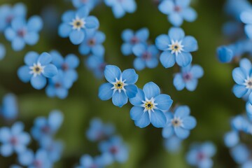 Forget me not flower bokeh background, AI Generated