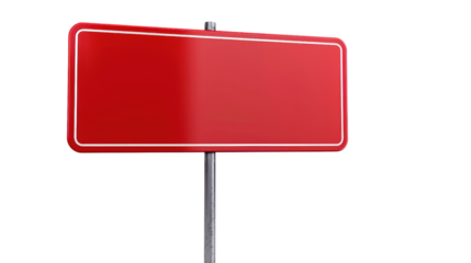 A red sign with a white border sits on a white background