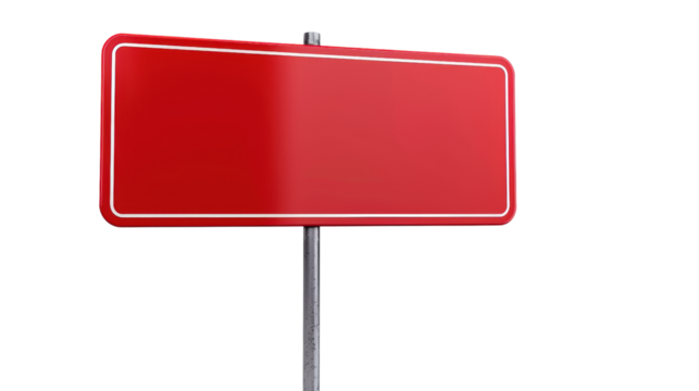 A red sign with a white border sits on a white background