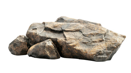 A large rock is sitting on a white background