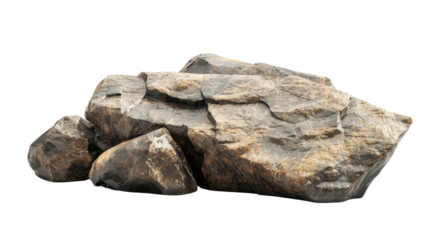 A large rock is sitting on a white background