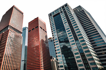 Fototapeta premium Futuristic Skyscraper Urban Skyline Abstract Cityscape Modern Architectural Design Transparent Metropolis Business Concept