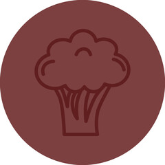 Broccoli Vector Line Maroon Circle Maroon