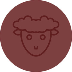 Lamb Vector Line Maroon Circle Maroon
