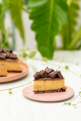chocolate cheesecake on plate