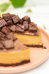 chocolate cheesecake on plate