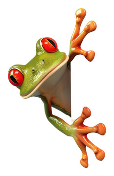 PNG Colorful frog peeking around corner