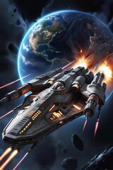 spaceship in the sky ai generated ,space ship