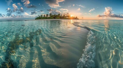 Sunrise over a Tropical Island