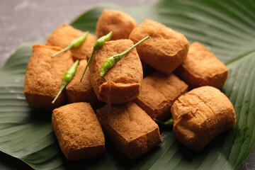 Tahu Sumedang is tofu typical of the Sumedang region, West Java. Made from soybeans. Fried tofu. 