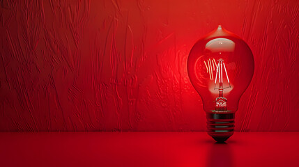 Innovative idea symbolized by light bulb on red surface