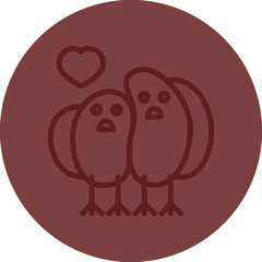Lovebird Vector Line Maroon Circle Maroon