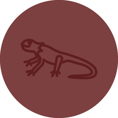Bearded Dragon Vector Line Maroon Circle Maroon