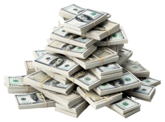 PNG Stacks of bundled US dollars