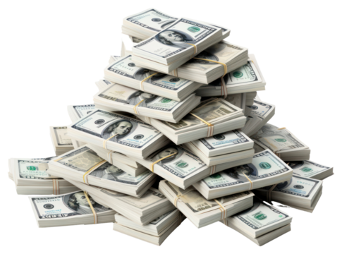 PNG Stacks of bundled US dollars