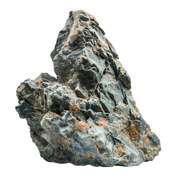 A large rock with a grey and black color