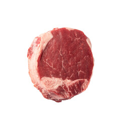beef tenderloin steak, raw meat, cutout.