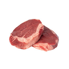 beef tenderloin steak, raw meat, cutout.