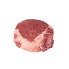 beef tenderloin steak, raw meat, cutout.