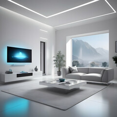 futuristic scene showcasing smart home technology