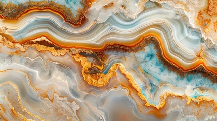 Fototapeta premium Abstract Artistic Surface with Natural Veined Patterns, Colorful Agate Stone Texture Background, Unique Swirling Veins, Marble Like, Design Element