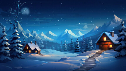 Naklejka premium Holiday Bliss. Snowy Christmas Day in a Tranquil Setting.