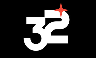 32 Star Logo Orange Modern Light Simple