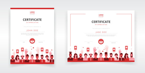 Modern certificate templates for blood donation campaigns. Ideal for appreciating and encouraging everyone who contributes as a blood donor or supporting personnel