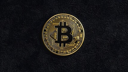 Bitcoin Cryptocurrency Coin on Black Background.