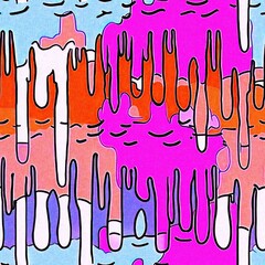 Fun dripping paint effect digital pattern with whimsical ink splodge graphic design. Playful summer party fun backdrop to wall and paper artwork in repeatable cover