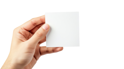 A hand holding a white card