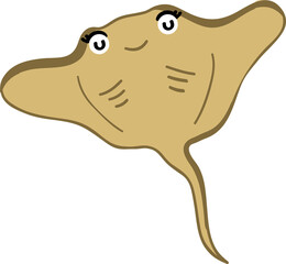 cute stingray cartoon, fish sea animal.