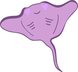 cute stingray cartoon, fish sea animal.