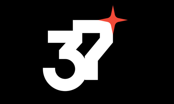 37 Star Logo Orange Modern Light Simple