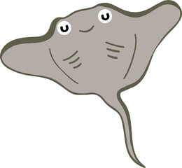 cute stingray cartoon, fish sea animal.