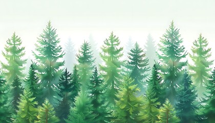 Festive winter scene with snow-covered pine trees in a forest landscape, a background far cry from a green wheat field
