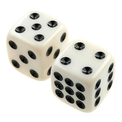 Two white and black dice are shown side by side